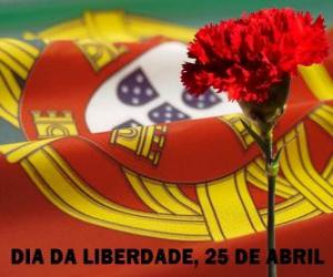 пазл День Воли, 25 апреля, национальный праздник Португалии в ознаменование Гвоздика революции 1974 года